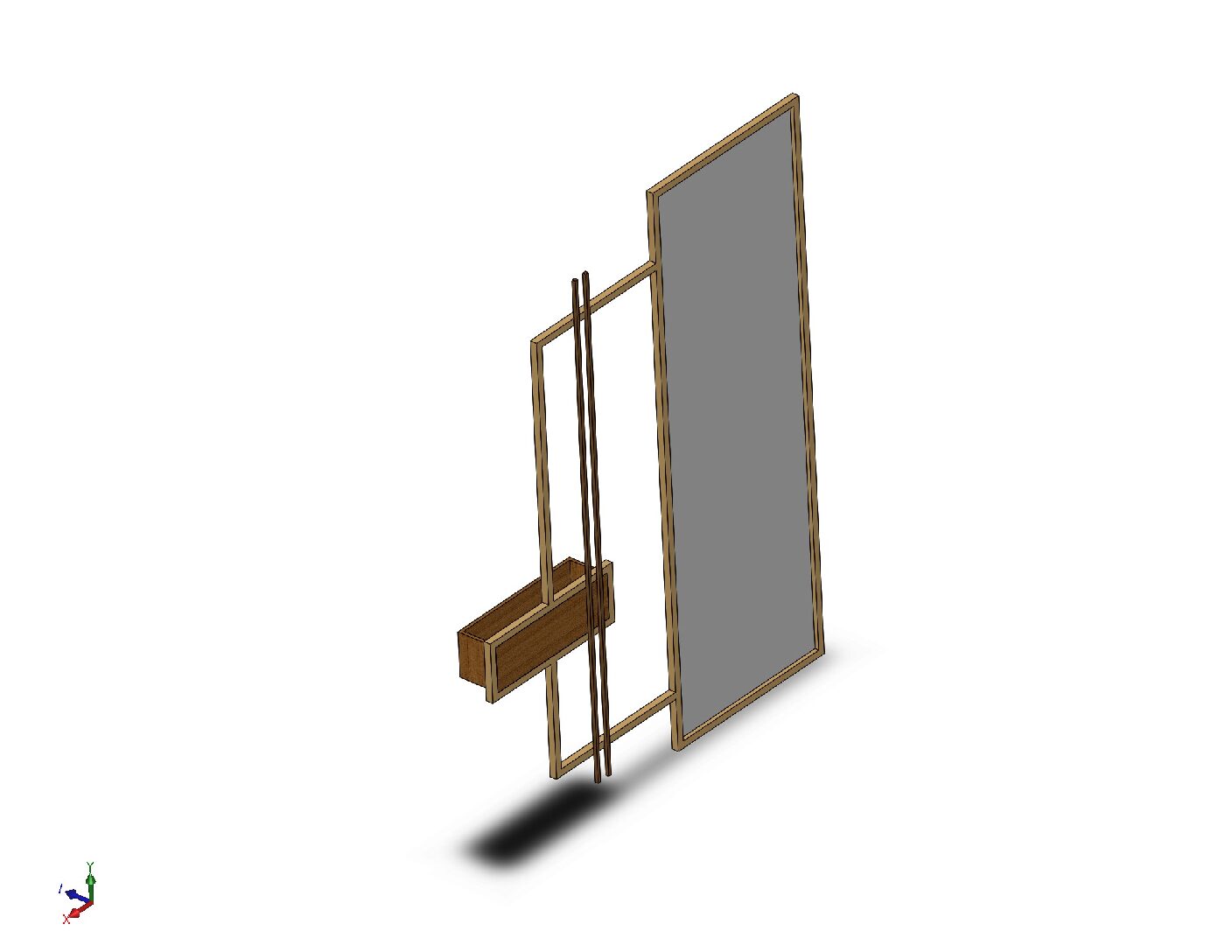 Luxury Steel Dressing Mirror with Wooden Shelf