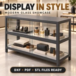 Display Table – Modern Wood, Metal & Glass Fabrication Design