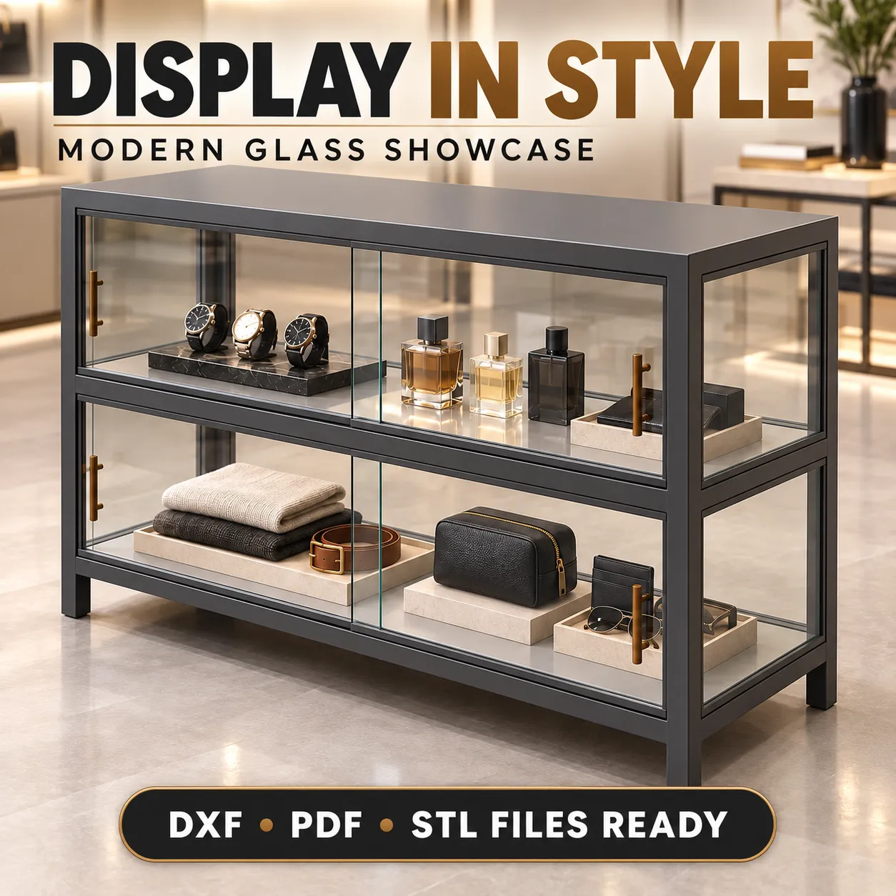 Display Table – Modern Wood, Metal & Glass Fabrication Design