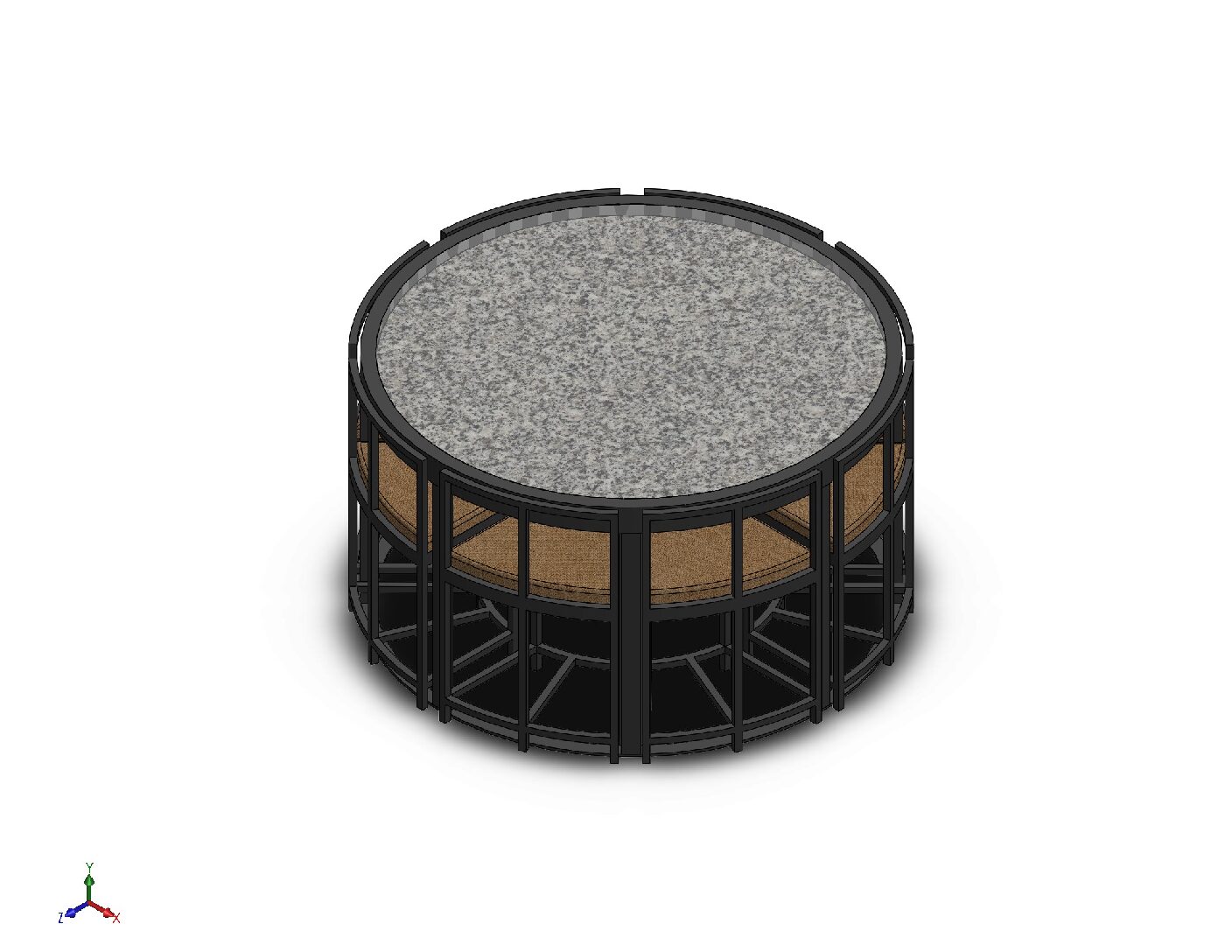 Luxury Round Glass-Top Conversation Table with Integrated Seating