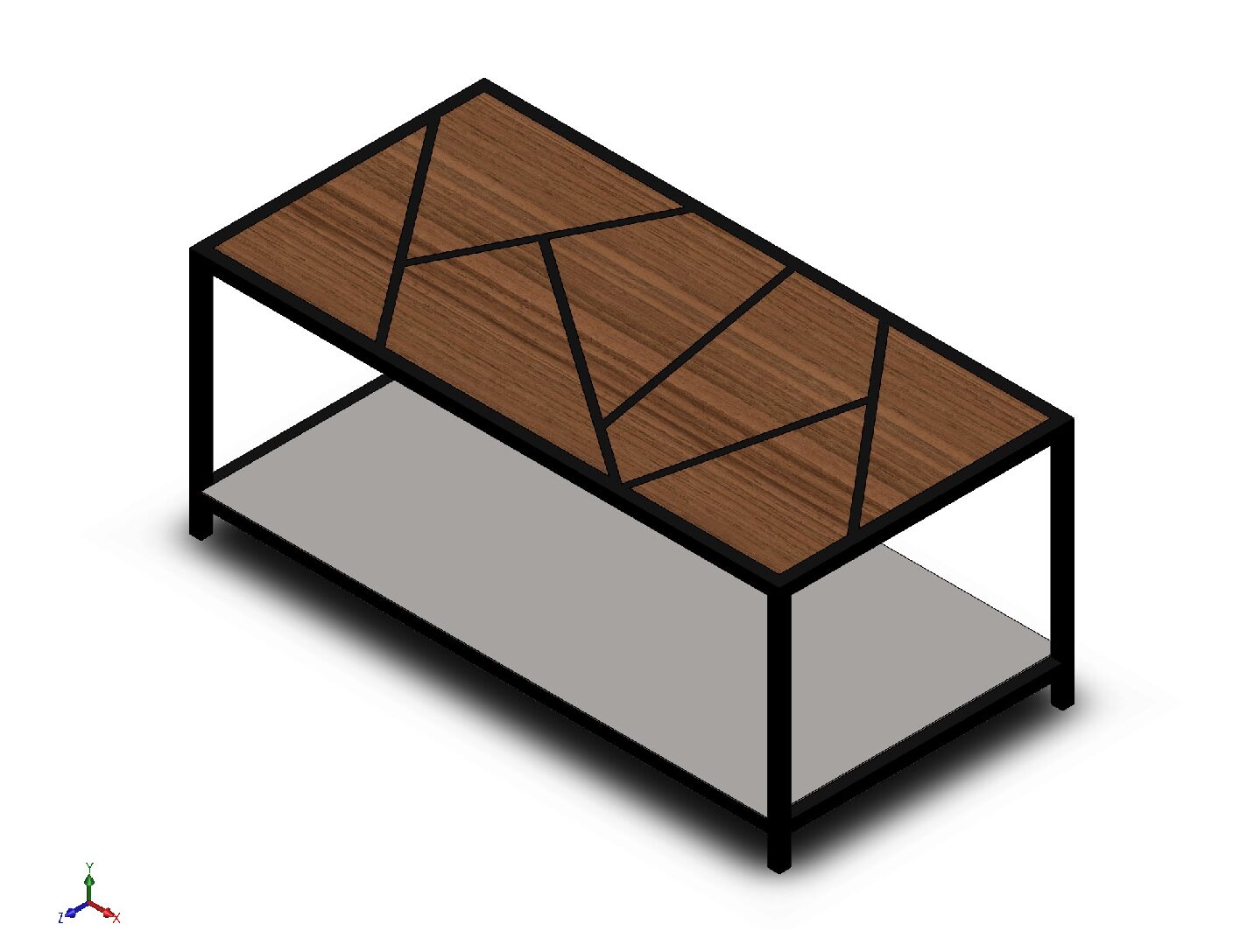 Industrial Geometric Steel & Wood Work Table – Fabrication Ready Design
