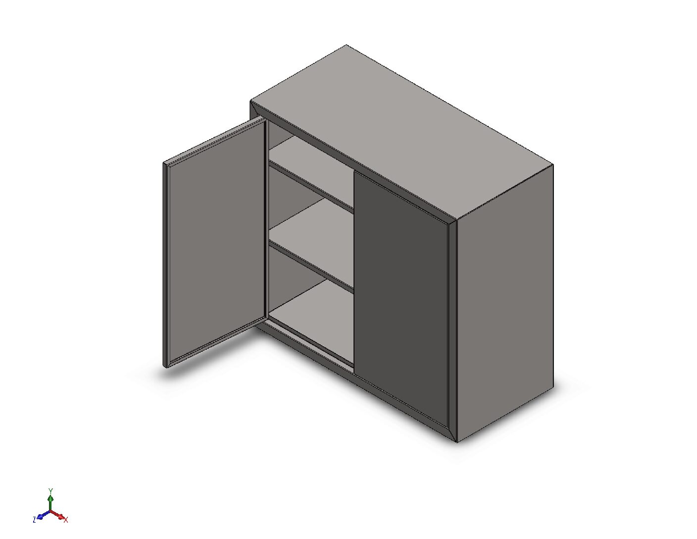 Steel Storage Cabinet with Double Doors & Twin Shelves – Fabrication Files (DXF, Bending, STL & PDF)