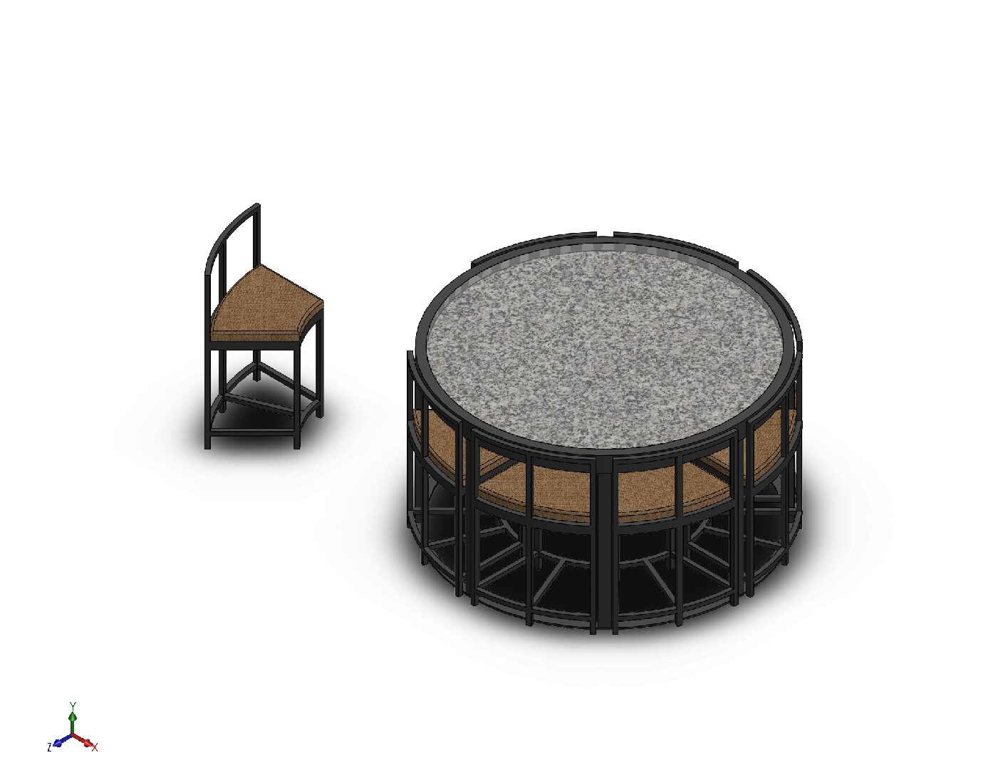 Luxury Round Glass-Top Conversation Table with Integrated Seating