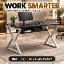 Modern Industrial Office Desk – DXF, STL & PDF Fabrication Files