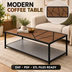 Industrial Geometric Steel & Wood Work Table – Fabrication Ready Design