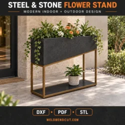 Modern Steel & Stone Flower Stand