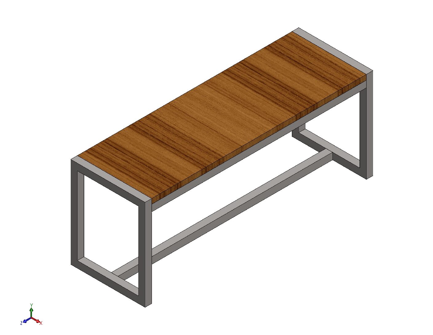 Industrial Steel Frame Bench Table
