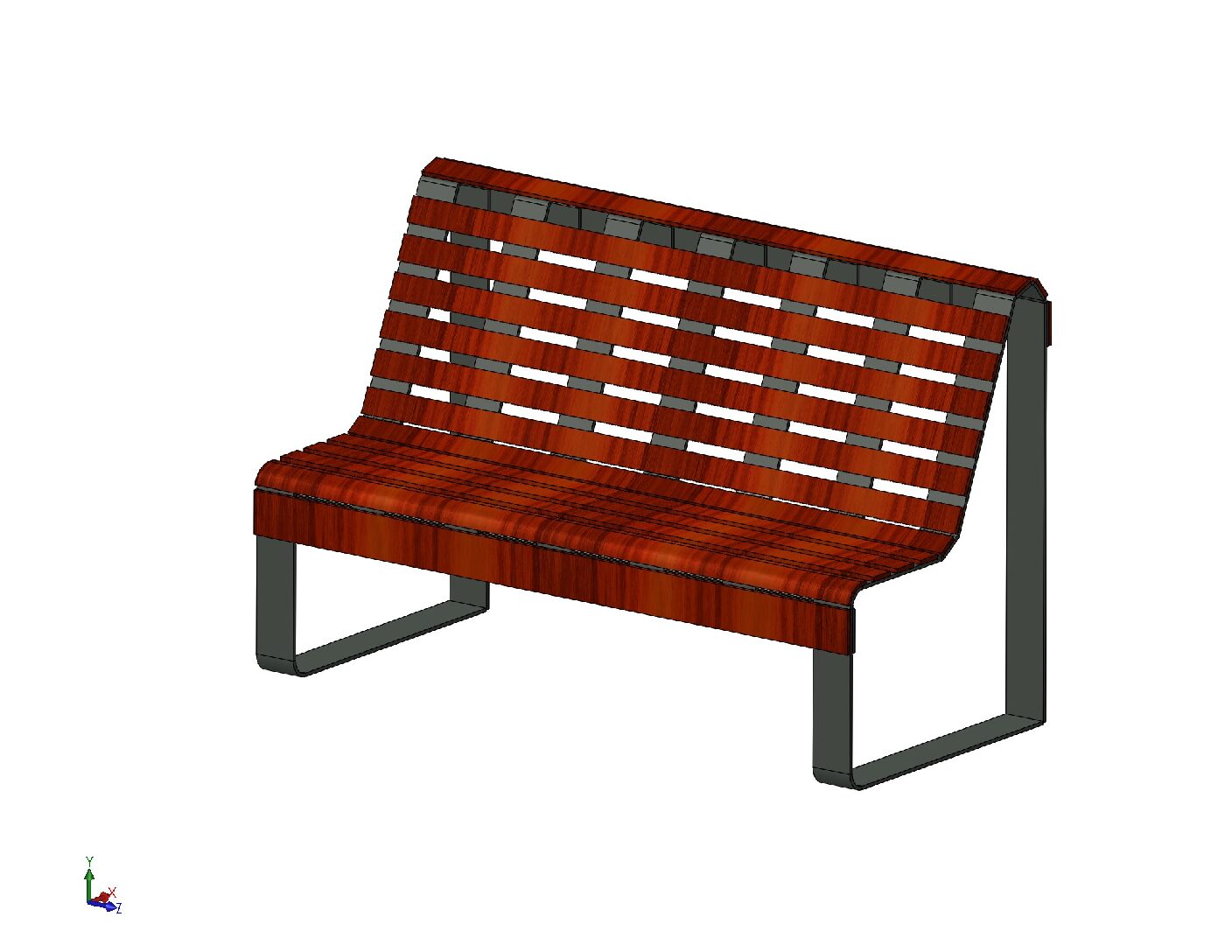 Modern Slatted Steel Bench – CAD Design Files Ready