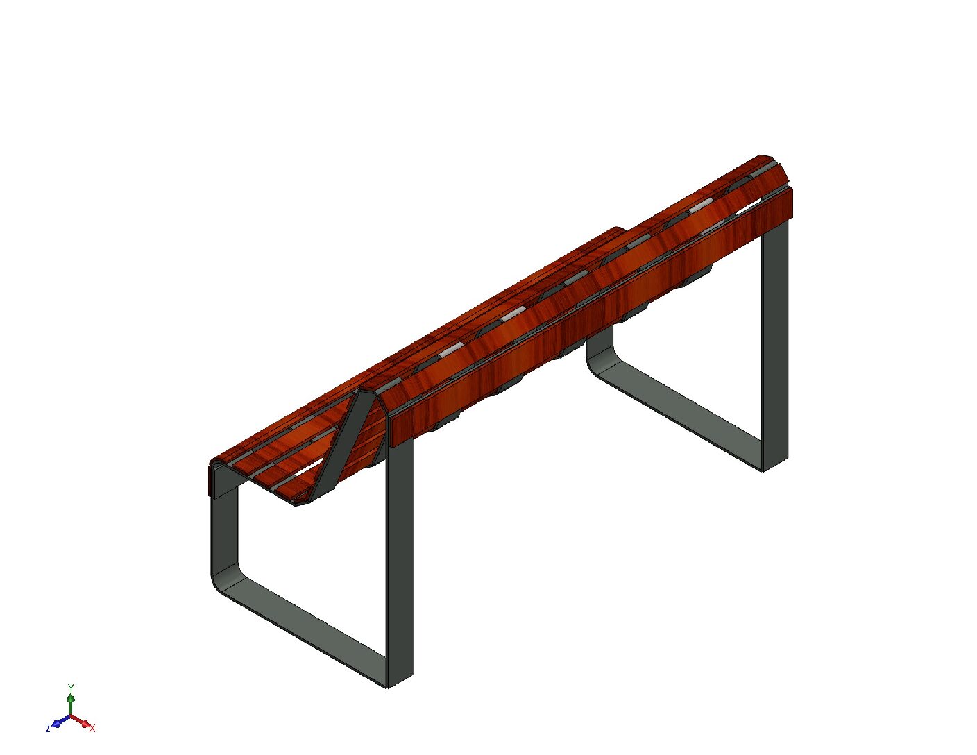 Modern Slatted Steel Bench – CAD Design Files Ready