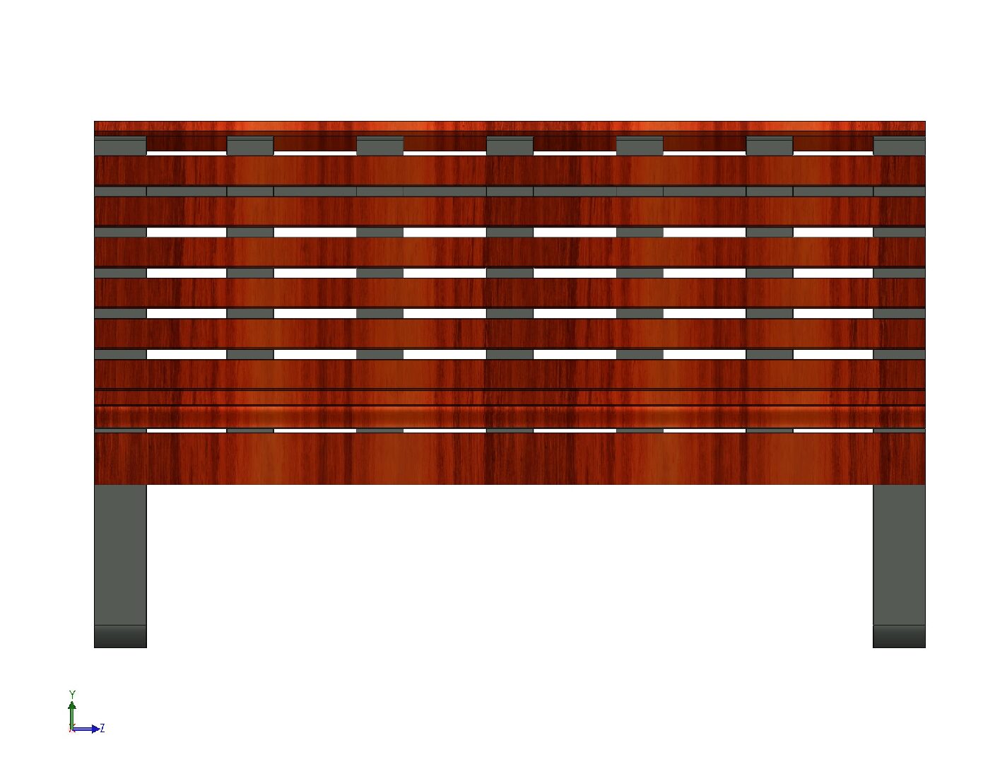 Modern Slatted Steel Bench – CAD Design Files Ready