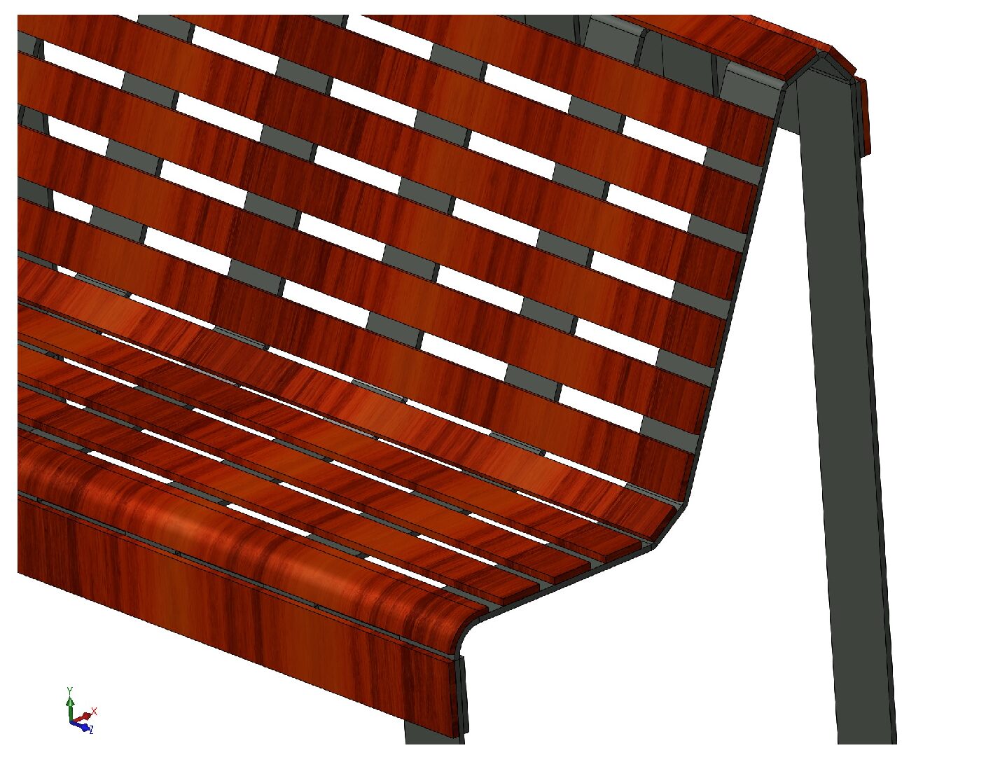 Modern Slatted Steel Bench – CAD Design Files Ready
