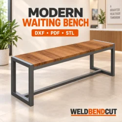 Industrial Steel Frame Bench Table