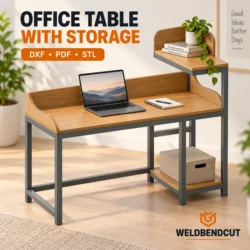 Office Workstation Desk with Side Storage Shelf