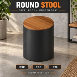 Modern Cylindrical Steel Stool DXF, STL & PDF Fabrication Files | CNC Laser Cut Furniture Plans