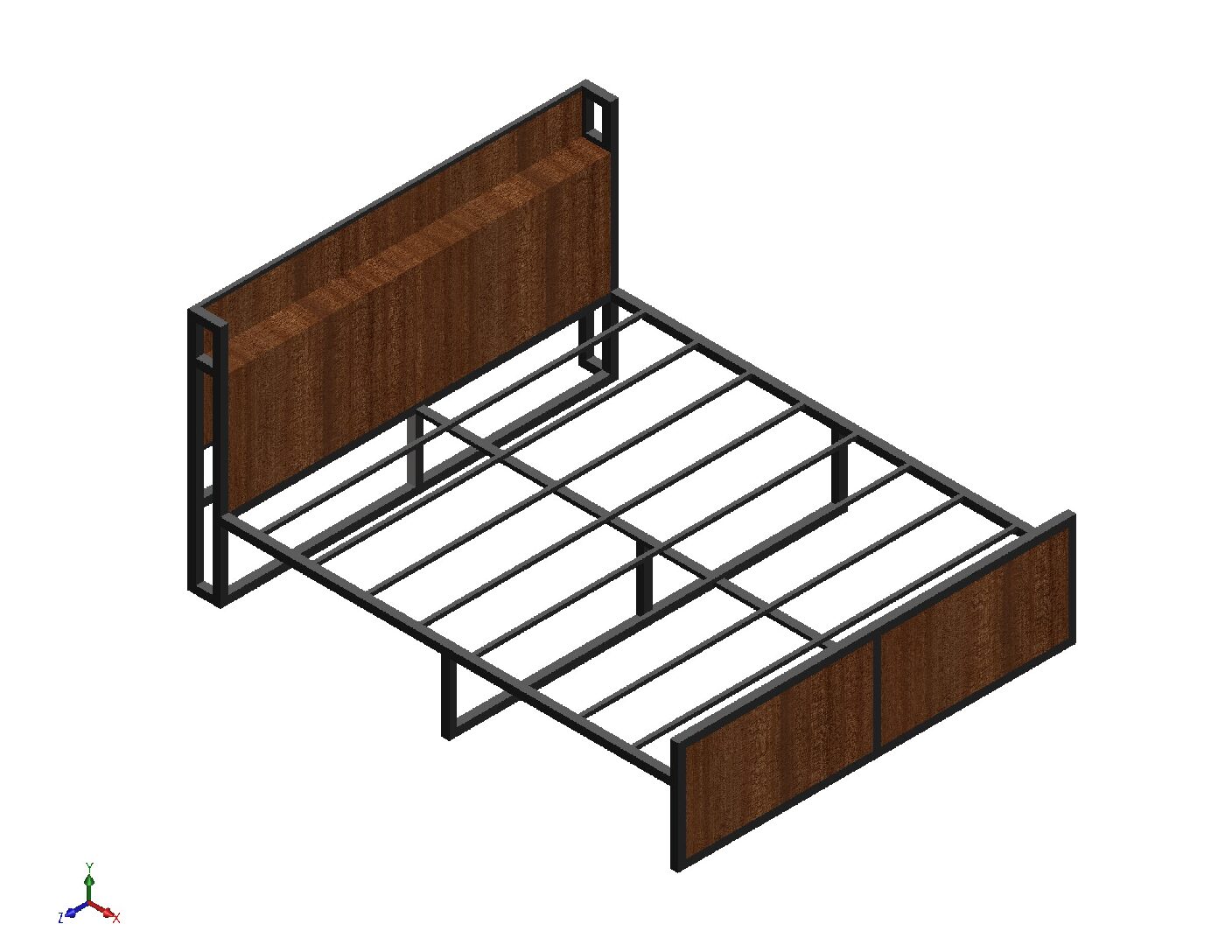 Modern Steel Bed Frame CAD Design | DXF PDF STL Fabrication Files | Metal Bed Welding Plans