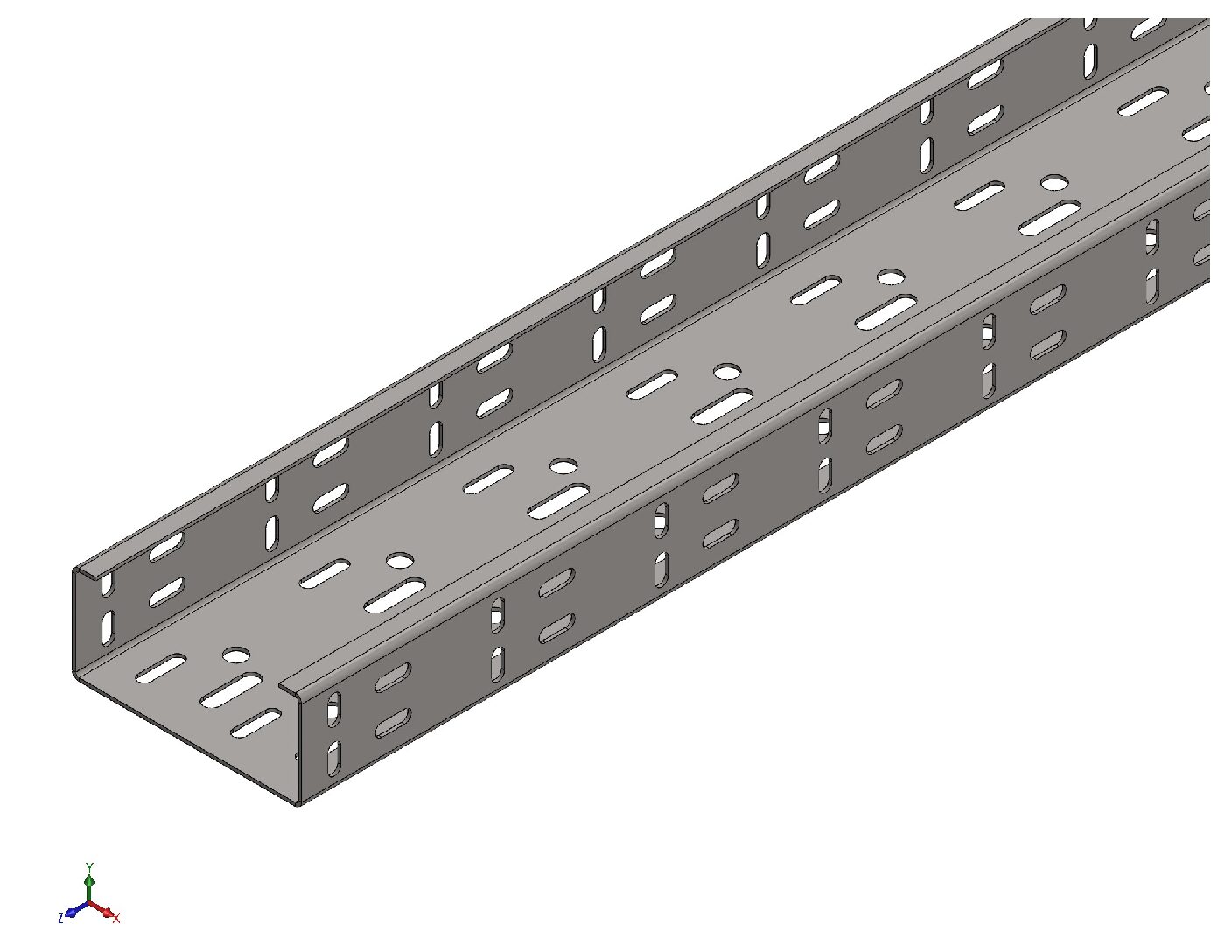 2.4m Heavy-Duty Perforated Cable Tray DXF | CNC Sheet Metal Fabrication Files | PDF & STL Download