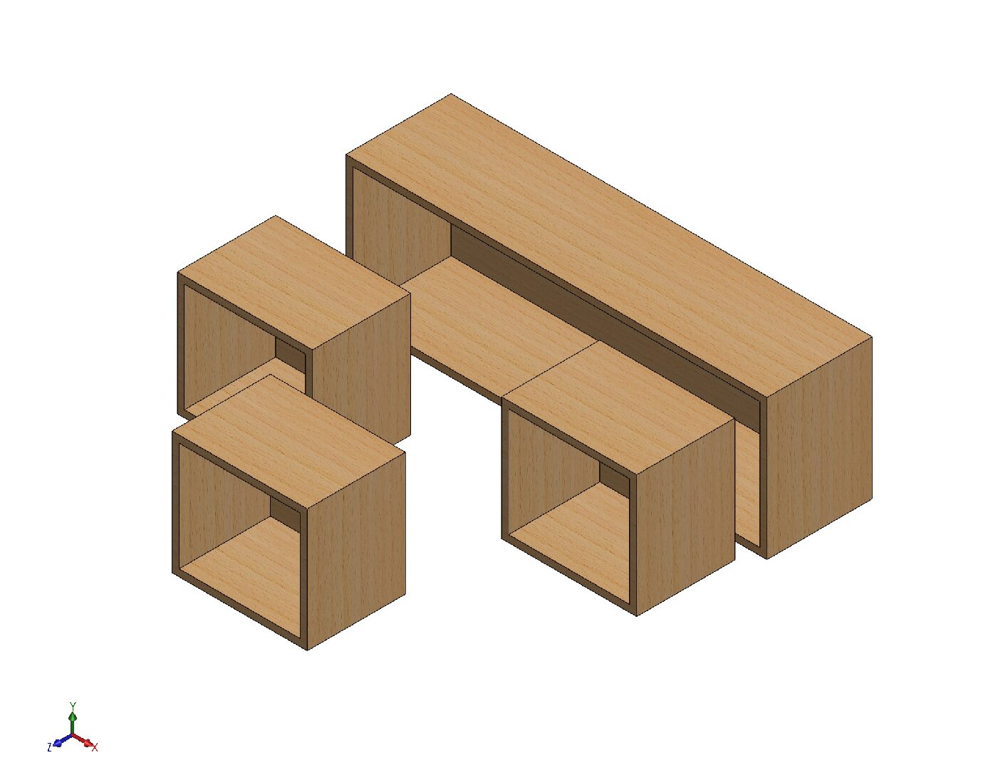 Modern Wooden Wall Shelf / Storage Unit – Digital Fabrication Files (DXF, PDF & STL Ready)
