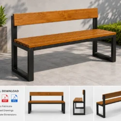Outdoor Metal Bench – Digital Fabrication Files DXF|PDF|STL