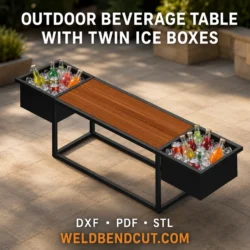 Outdoor Beverage Table with Twin Ice Boxes – DXF, PDF & STL Fabrication Files