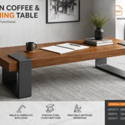 Modern Coffee & Sketching Table DXF | CNC Steel Table Design