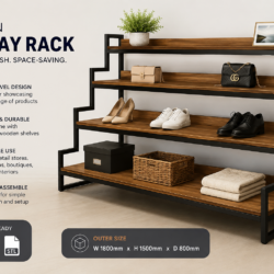 Modern Display Rack DXF, PDF & STL Files | CNC Furniture Plans | Retail Shelf Design