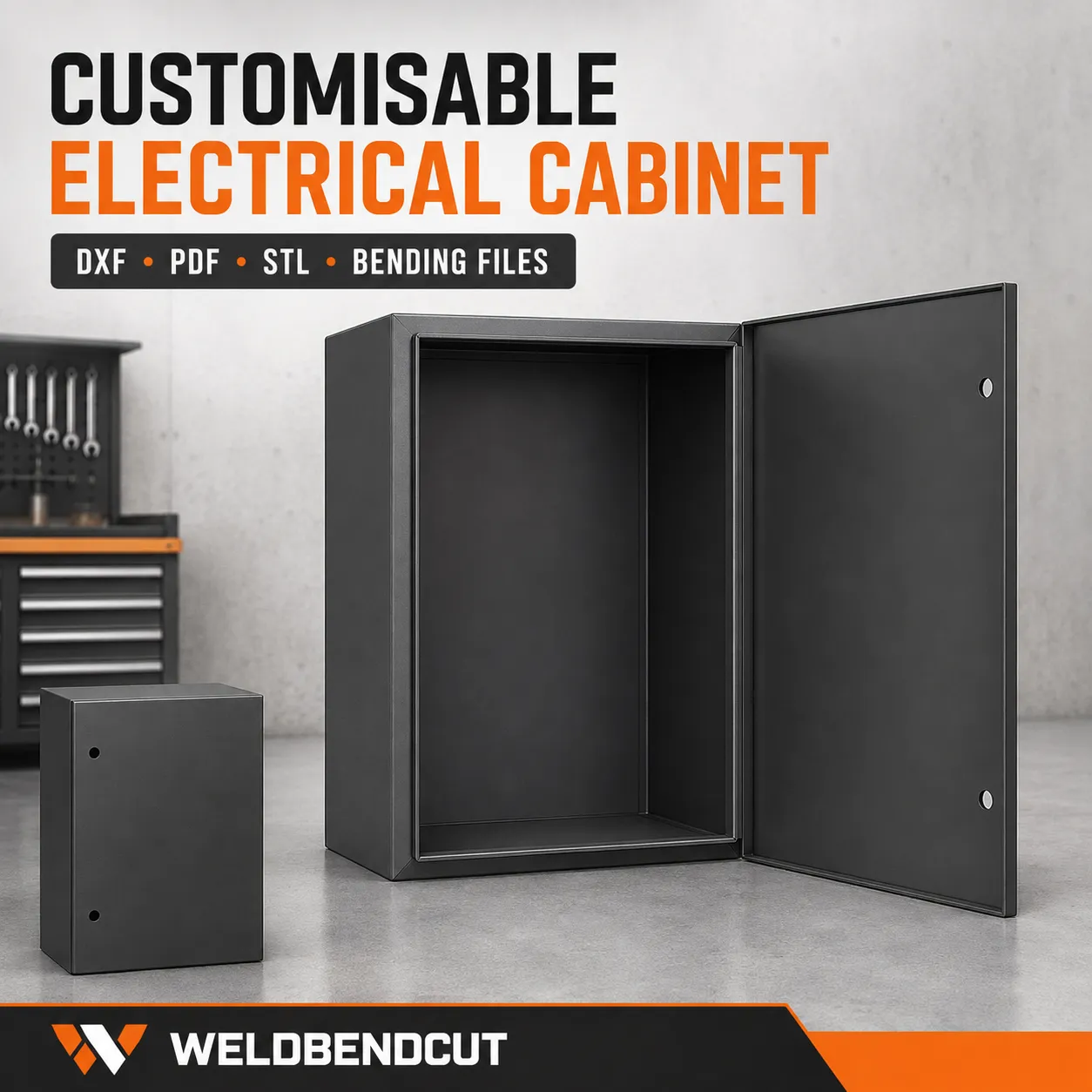 Customisable Electrical Cabinet Base Design DXF, STL, PDF & Sheet Metal Bending Files