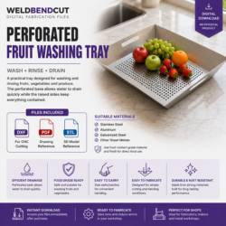 Perforated Fruit Washing Tray DXF | PDF & STL Digital Files