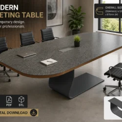 Modern Meeting Table Design – DXF, STL & PDF CNC Files