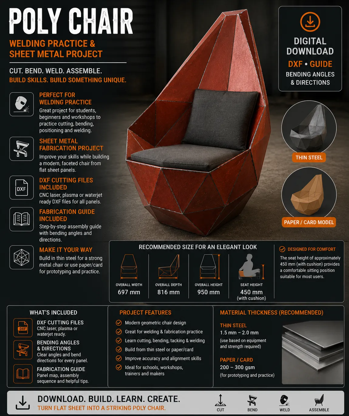 Poly Chair – Welding Practice |Sheet Metal Fabrication Project