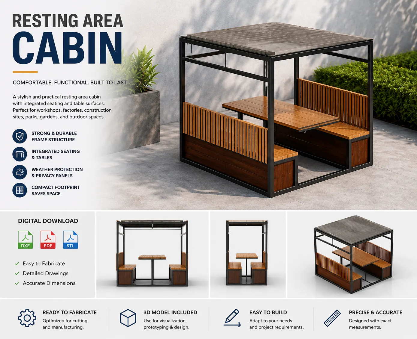 Resting Area Cabin CNC Plans | DXF, PDF & STL Files