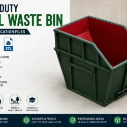 Heavy-Duty Steel Waste Bin DXF, PDF & STL Files | Fabrication Design