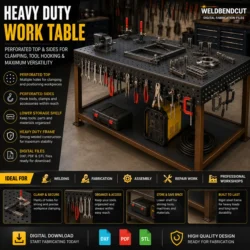 Heavy Duty Welding Work Table | Perforated Fabrication Bench DXF