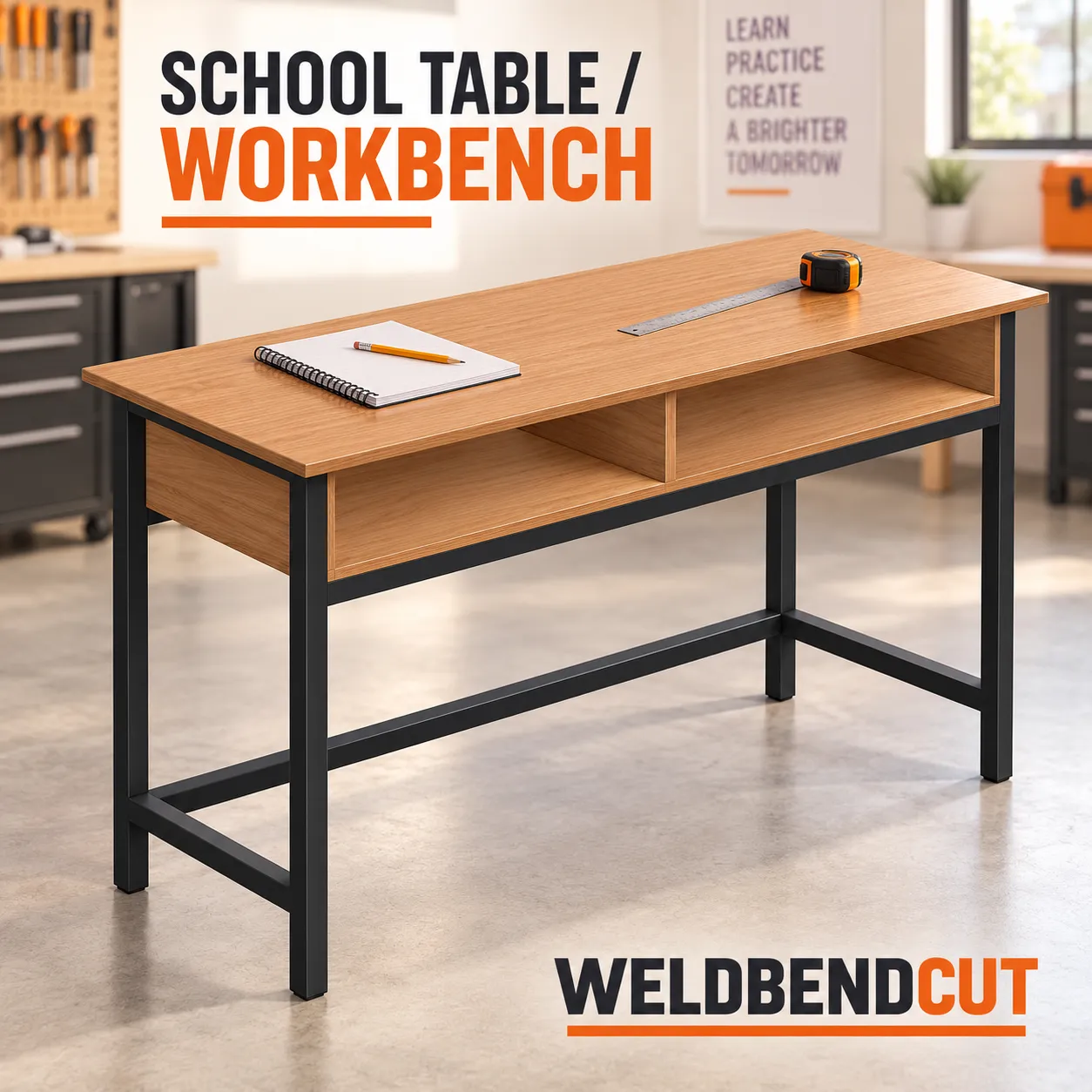 School Workbench Design – CNC DXF, PDF & STL Digital Download