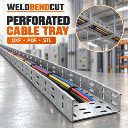2.4m Heavy-Duty Perforated Cable Tray DXF | CNC Sheet Metal Fabrication Files | PDF & STL Download