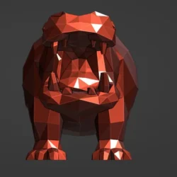 Low-Poly Hippo 3D Model | OBJ & STL Digital Download
