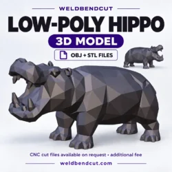 Low-Poly Hippo 3D Model | OBJ & STL Digital Download