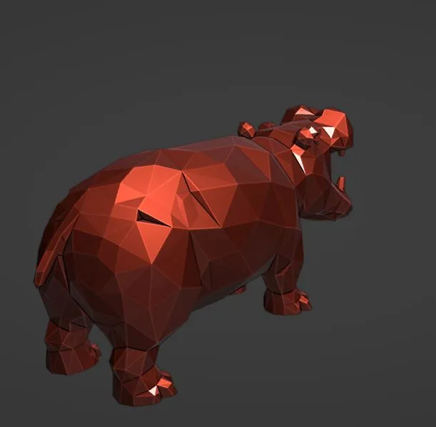 Low-Poly Hippo 3D Model | OBJ & STL Digital Download - Image 3