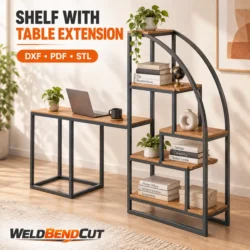 Modern Shelf with Table Extension – DXF, PDF & STL Files
