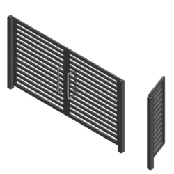 Modern Double Swing Driveway Gate with Pedestrian Gate – DXF, PDF & STL Files