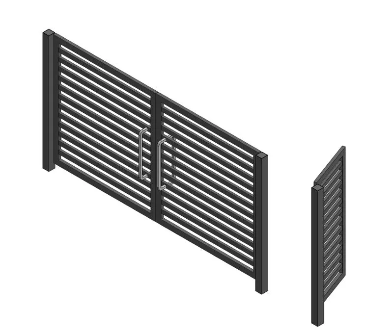 Modern Double Swing Driveway Gate with Pedestrian Gate – DXF, PDF & STL Files - Image 2