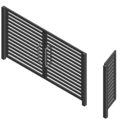 Modern Double Swing Driveway Gate with Pedestrian Gate – DXF, PDF & STL Files