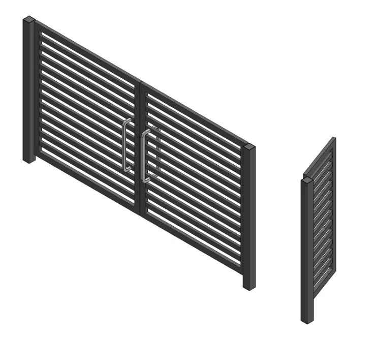 Modern Double Swing Driveway Gate with Pedestrian Gate – DXF, PDF & STL Files - Image 6