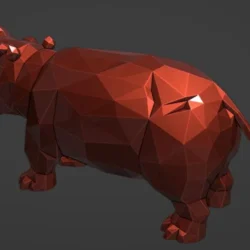 Low-Poly Hippo 3D Model | OBJ & STL Digital Download