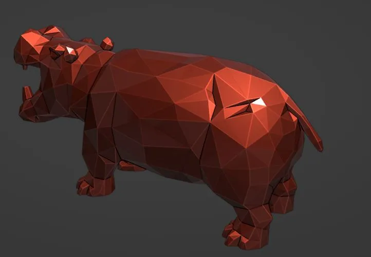 Low-Poly Hippo 3D Model | OBJ & STL Digital Download - Image 4