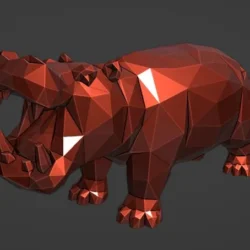 Low-Poly Hippo 3D Model | OBJ & STL Digital Download