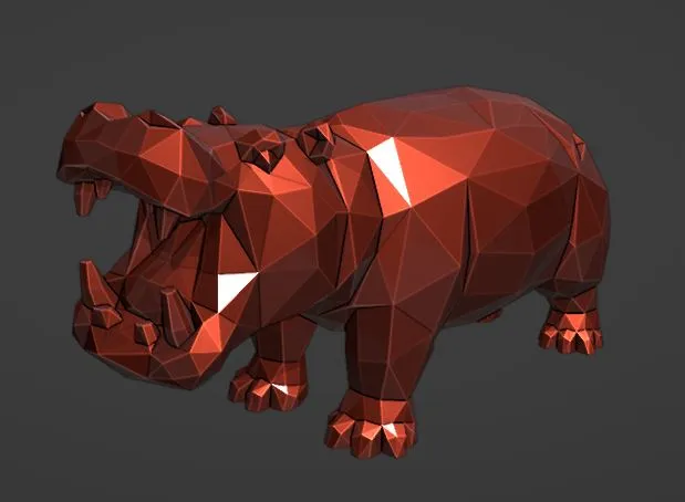 Low-Poly Hippo 3D Model | OBJ & STL Digital Download - Image 5