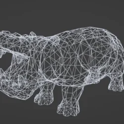 Low-Poly Hippo 3D Model | OBJ & STL Digital Download