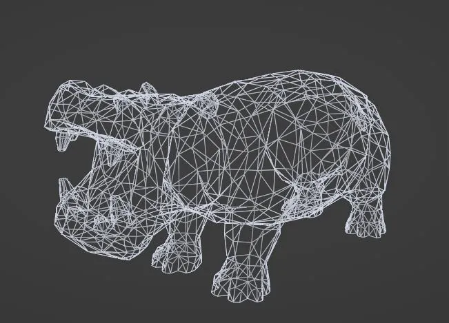 Low-Poly Hippo 3D Model | OBJ & STL Digital Download - Image 6