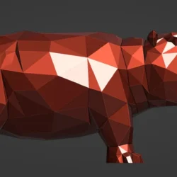 Low-Poly Hippo 3D Model | OBJ & STL Digital Download