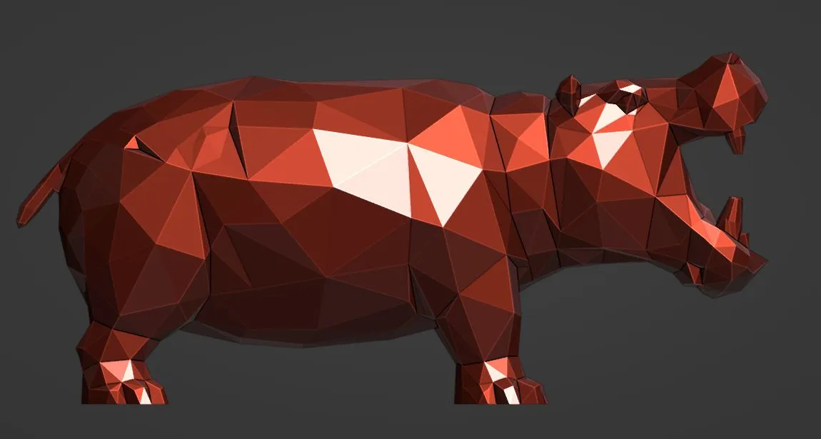 Low-Poly Hippo 3D Model | OBJ & STL Digital Download - Image 7